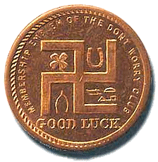US John Deere 'token' showing various good luck 'charms'